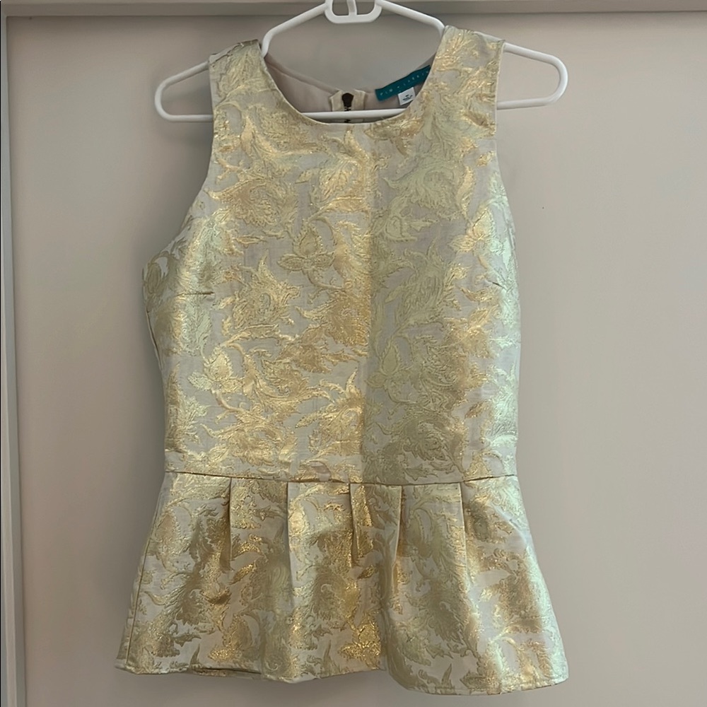 Pim + Larkin Size Medium Gold Peplum Top